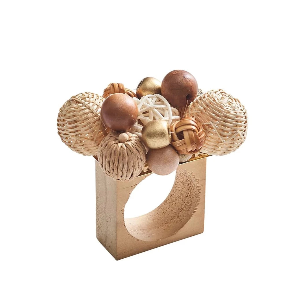Java Napkin Ring in Natural & Brown - Set of 4