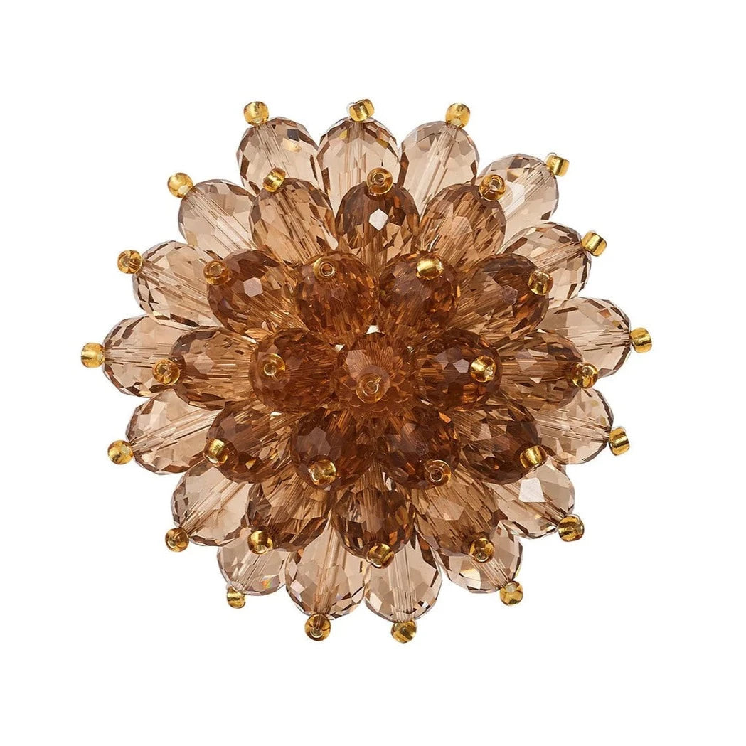 Zinnia Napkin Ring in Taupe - Set of 4