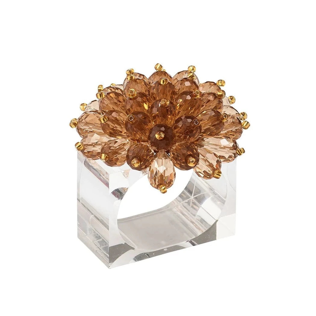 Zinnia Napkin Ring in Taupe - Set of 4