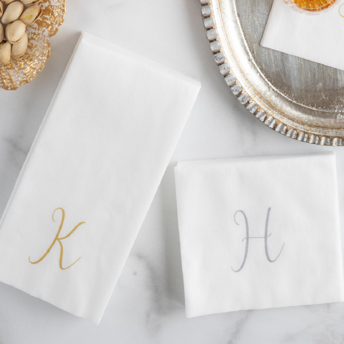 Papersoft Napkins Monogram Gold Guest Towels