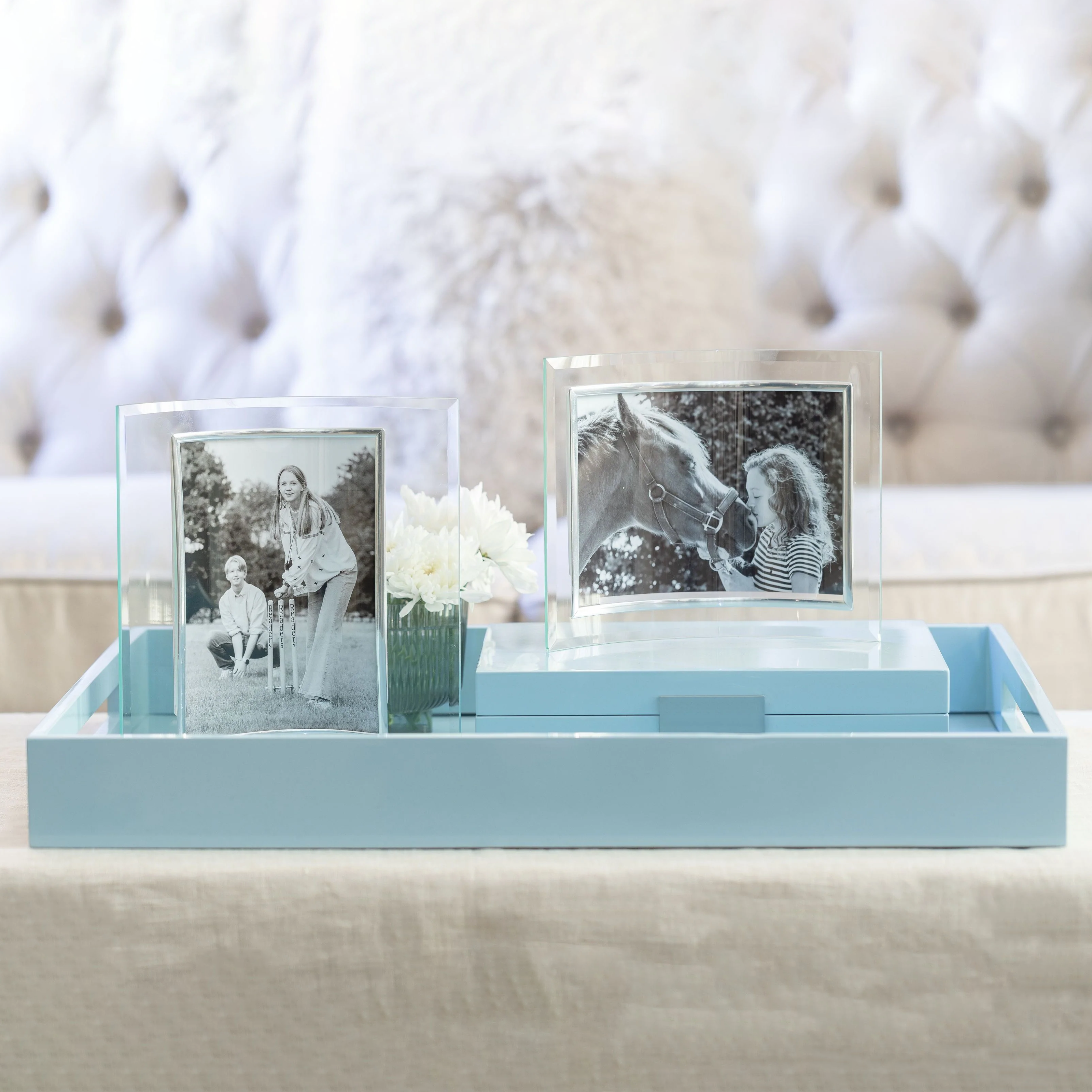 Pale Denim Blue Large Ottoman Tray