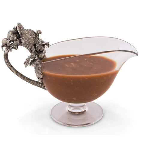 Harvest Turkey Glass Gravy Boat