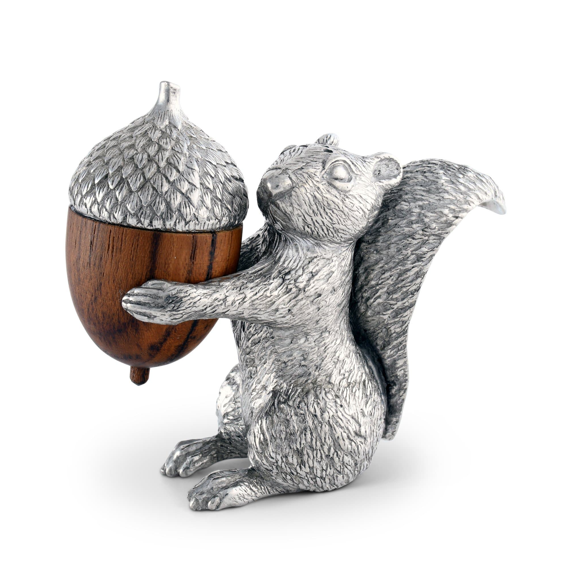 Squirrel With Wood Acorn Salt & Pepper Set