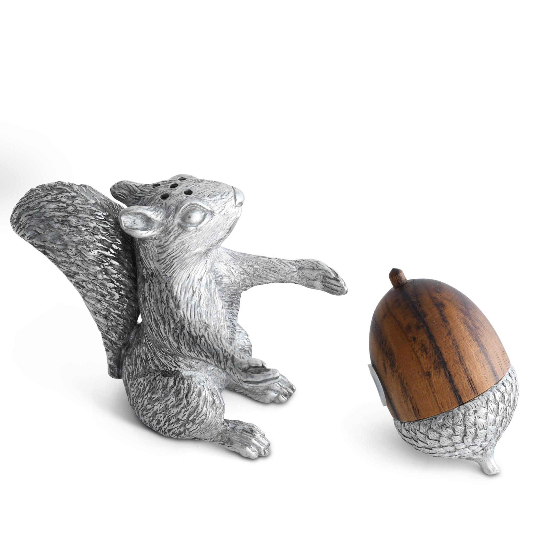 Squirrel With Wood Acorn Salt & Pepper Set