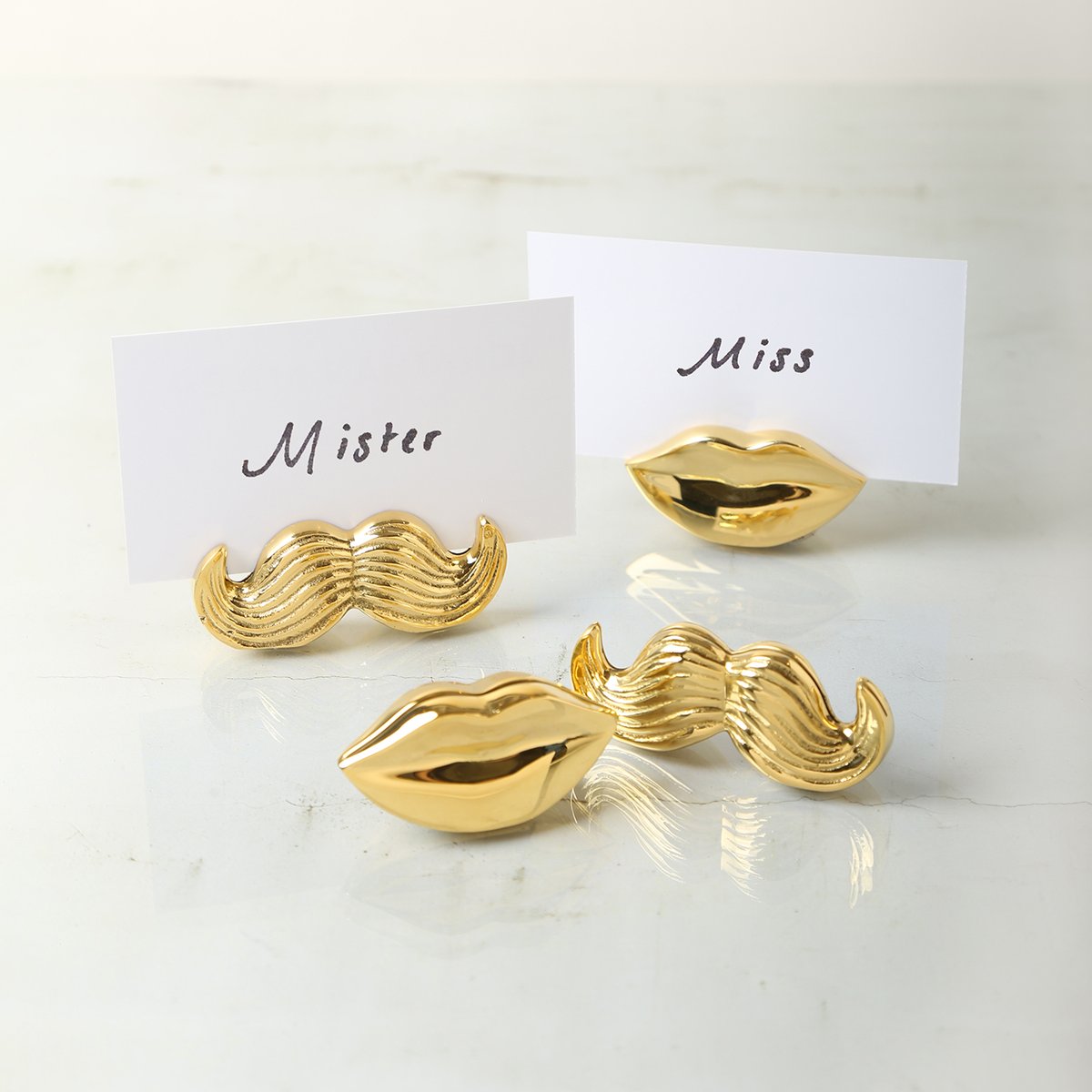 Mr. & Mrs. Muse Brass Place Card Holders - Set of 4