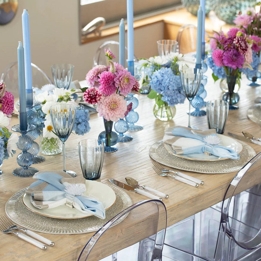 Iris Tall Candle Holder in Cadet - Set of 2