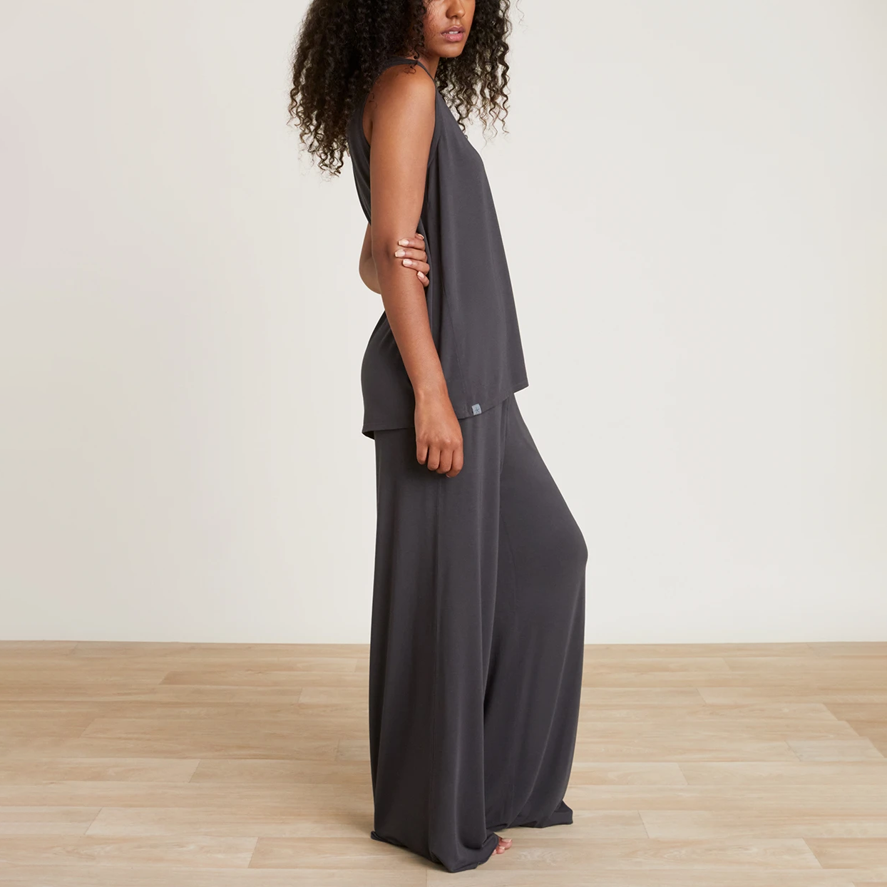 #color_Carbon | Luxe Milk Jersey Women's Henley PJ Set