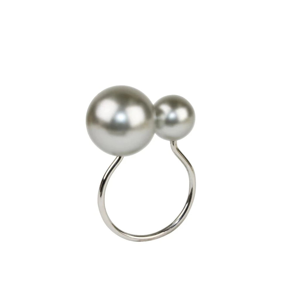 Pearl Napkin Ring in Gray & Silver - Set of 4