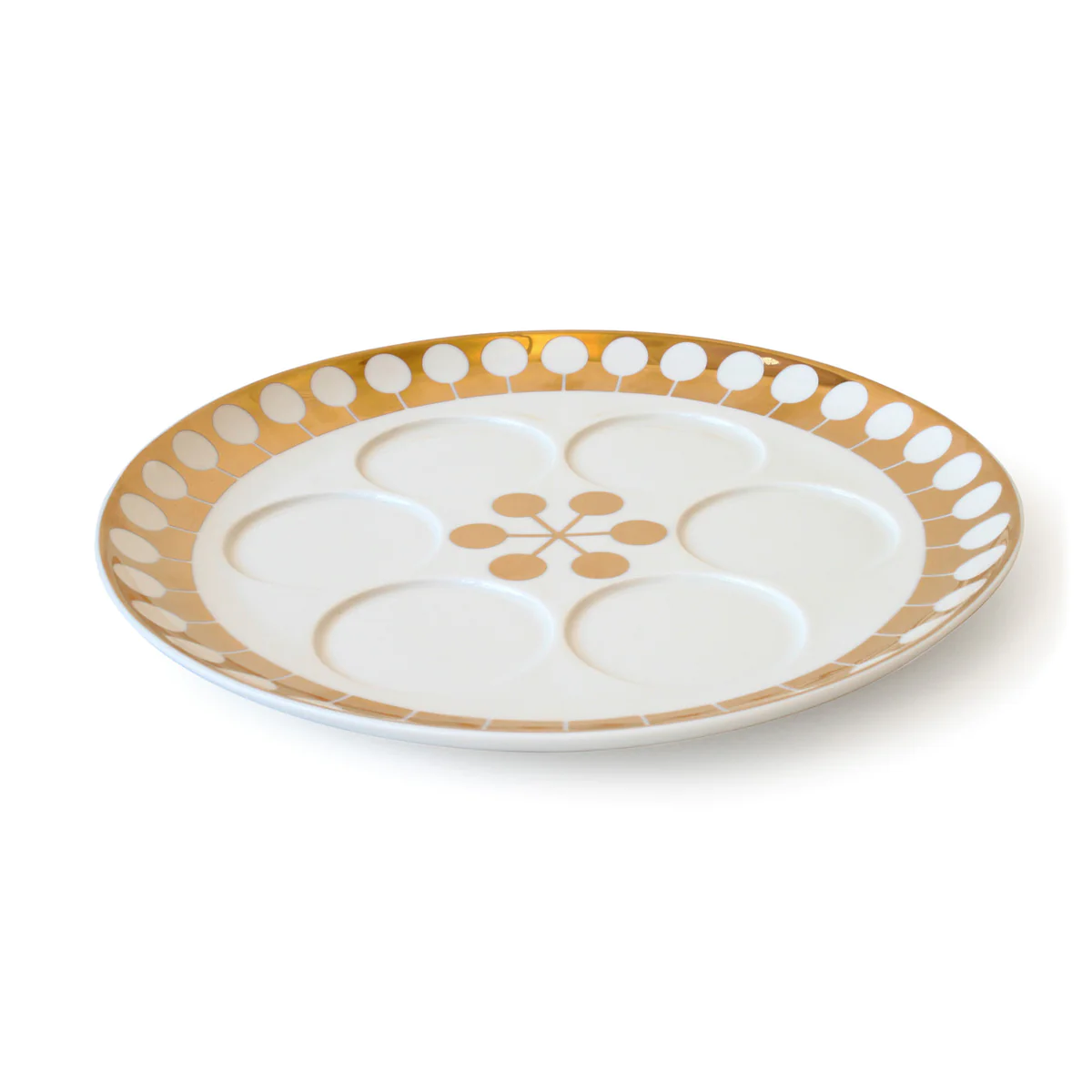 Futura White & Gold Seder Plate
