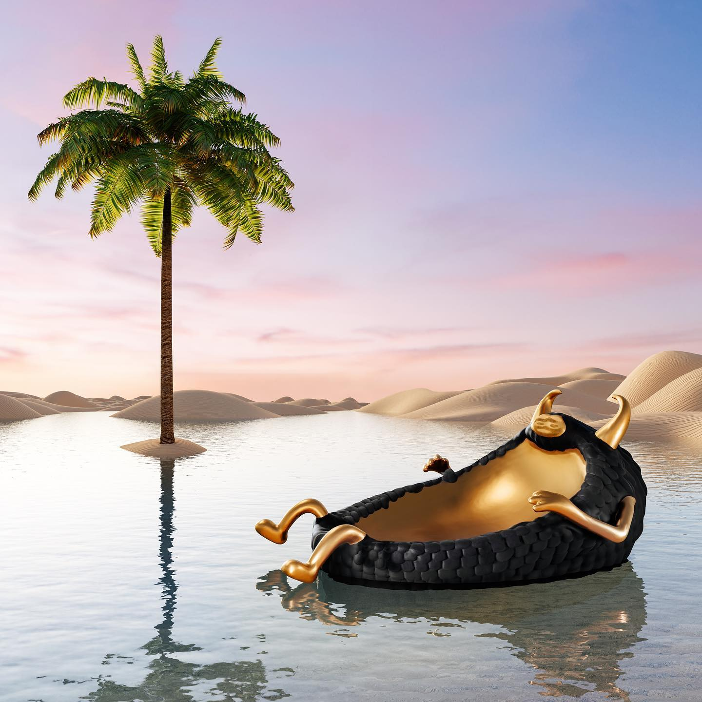 Haas Lazy Susan Catchall Tray - Black & Gold