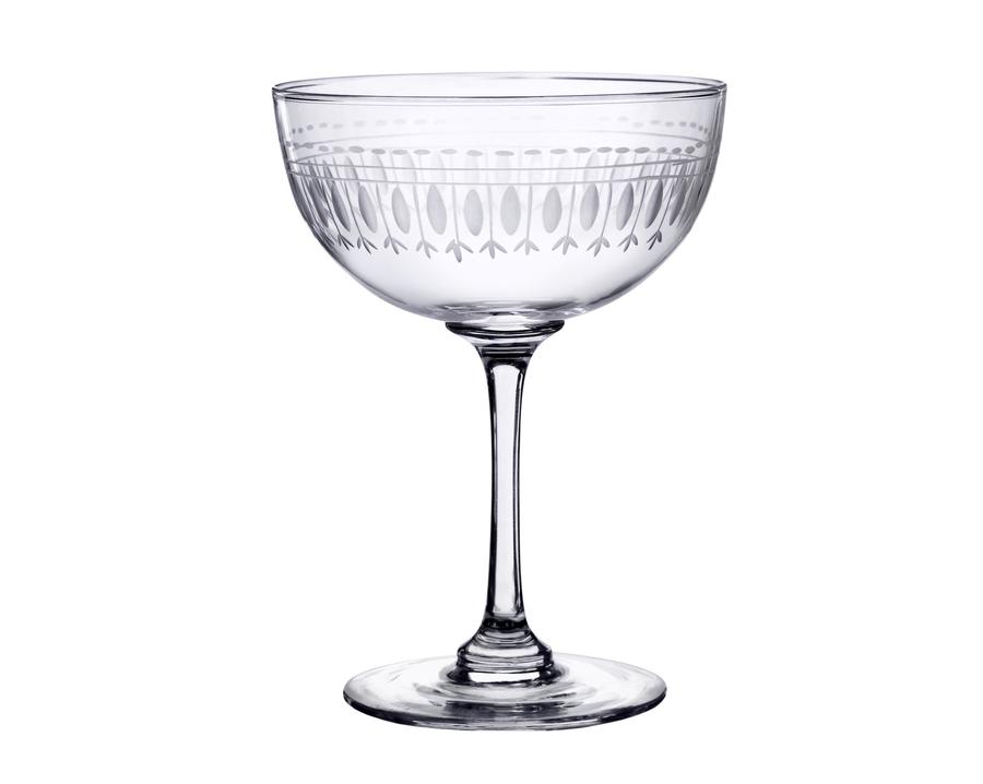 Champagne Saucers With Ovals Design (Set of 6)