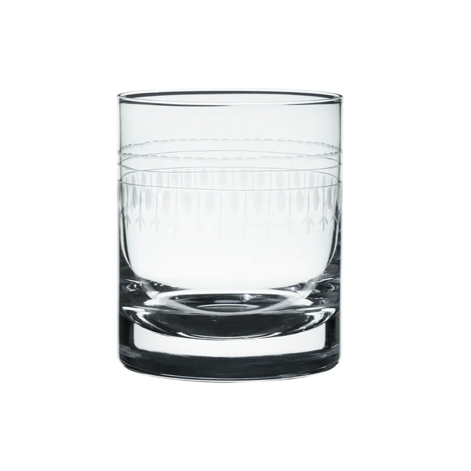 Crystal Whisky Glasses With Ovals Design - Set of 4