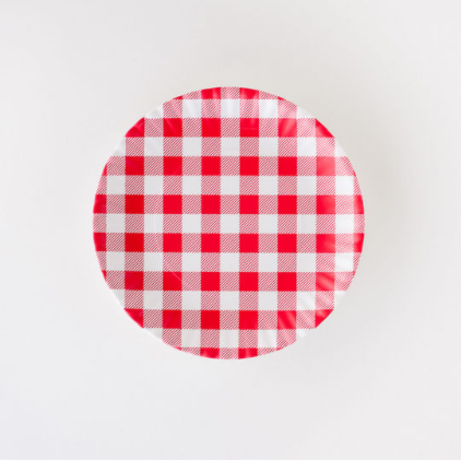 Red Gingham "Paper" Plate - Set of 4