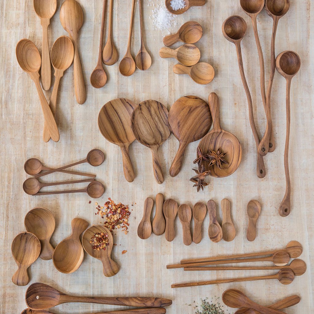 Small Teak Thin Spoons - Set of 4