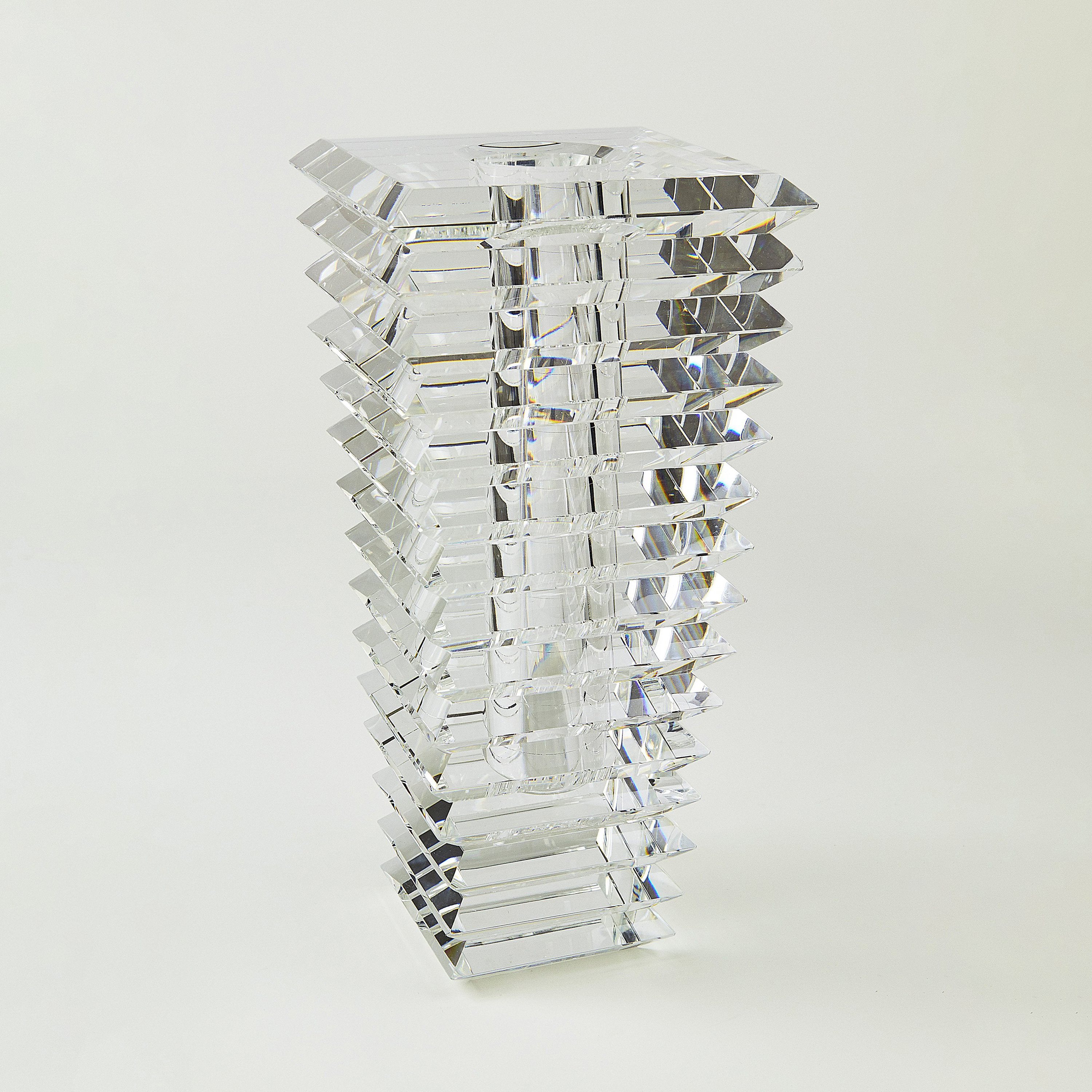 Crystal Inverted Pyramid Cut Vase
