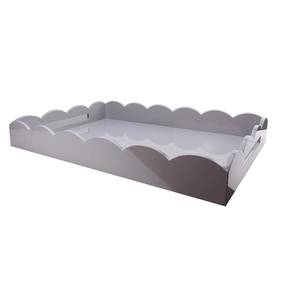 Large Chiffon Gray Scalloped Edge Tray