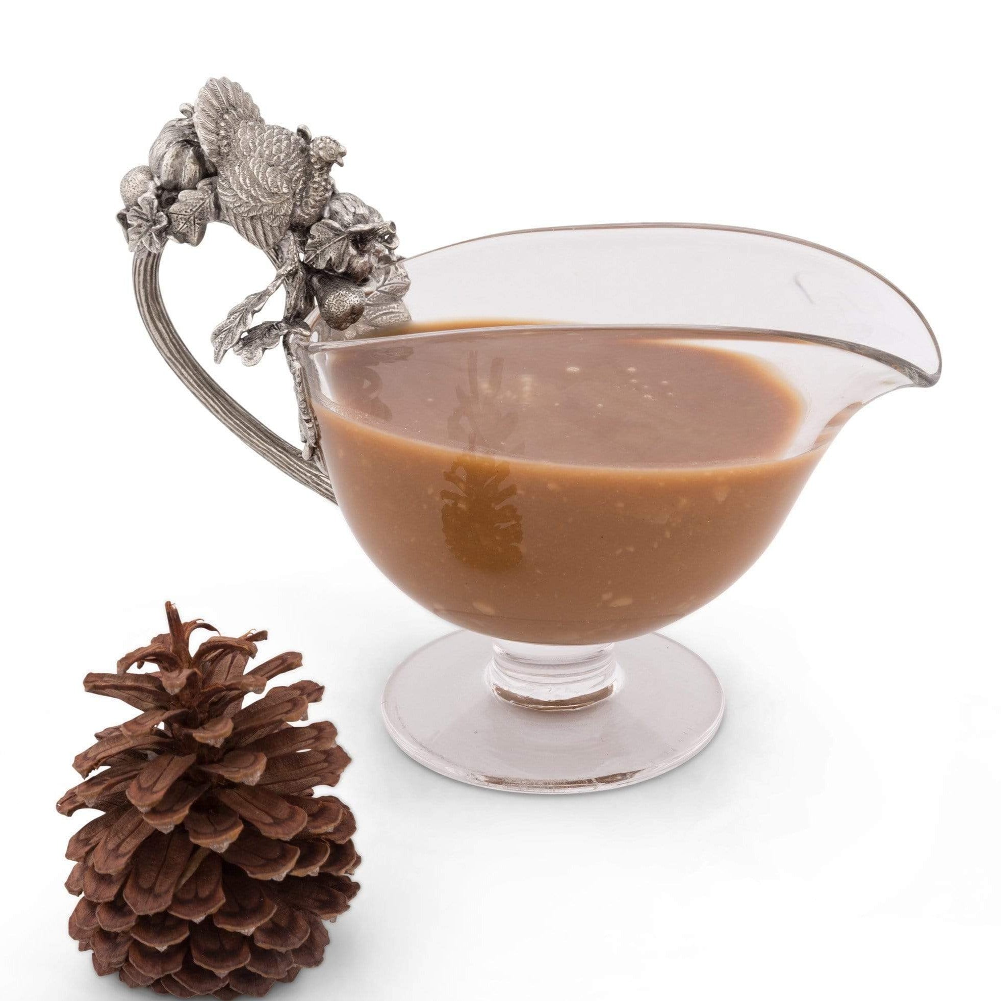 Harvest Turkey Glass Gravy Boat