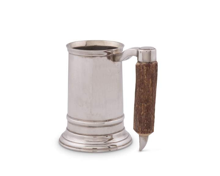 Straight English Pewter Mug Composite Antler Handle