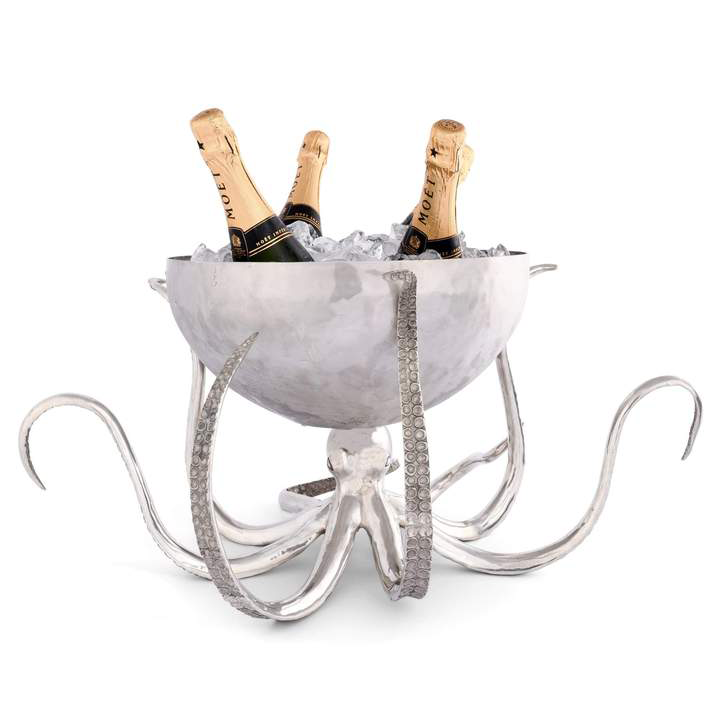 Octopus Pewter Steel Ice Tub Punchbowl
