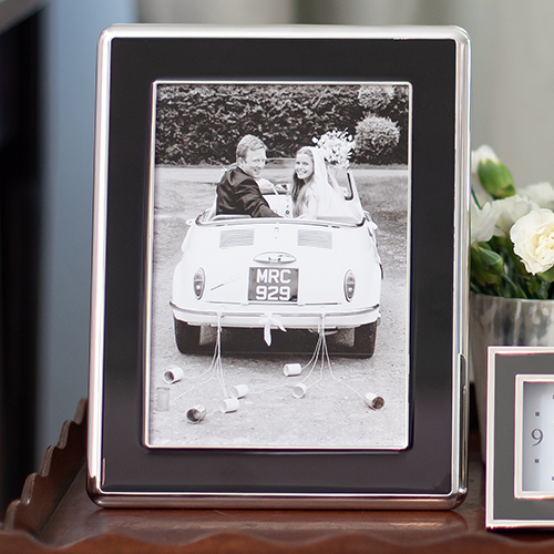 Black Enamel & Silver Curve Frame, 5" x 7"