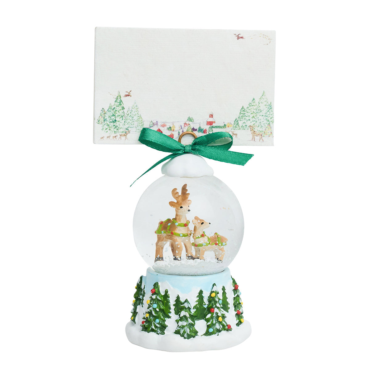 Berry & Thread North Pole Reindeer Snow Globe Place Card Holder - Set of 2