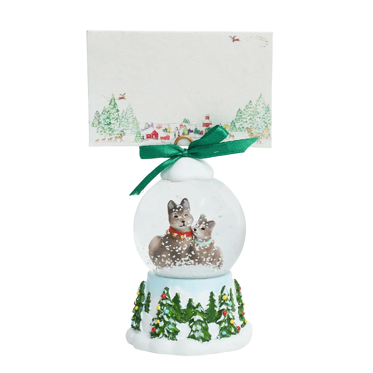 Berry & Thread North Pole Husky Snow Globe Place Card Holder - Set of 2