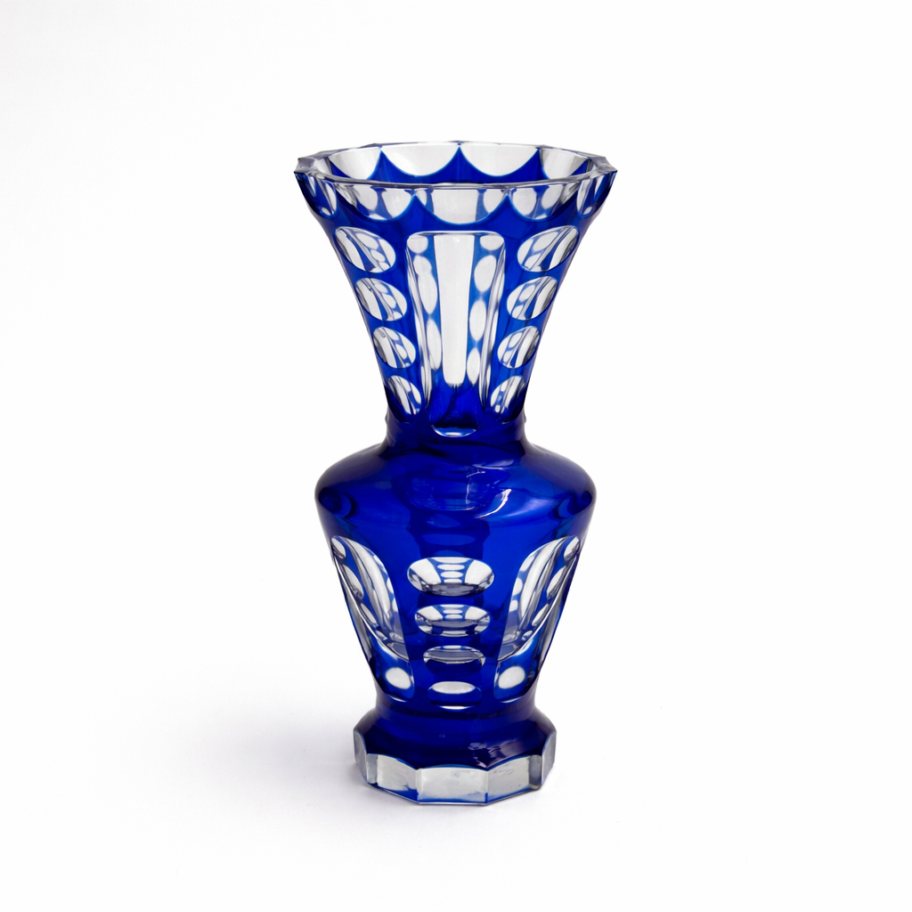 Vintage Cobalt Lens-Cut Vase, 8½" H
