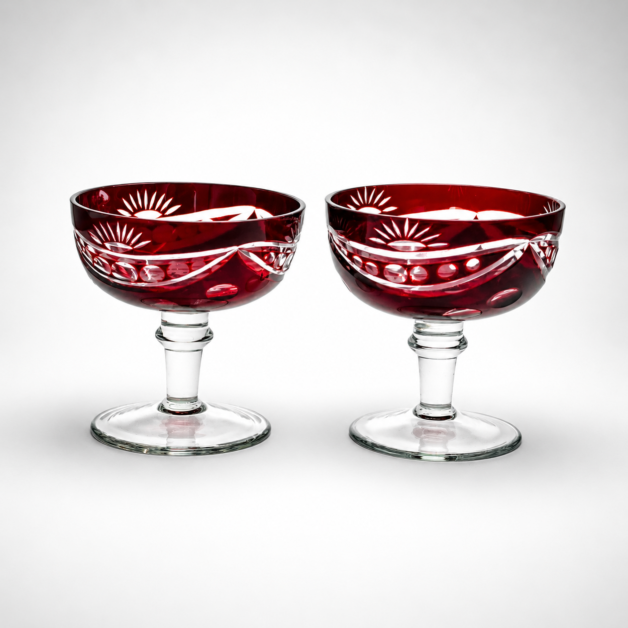 Vintage Ruby Red Petite Coupe, 4" H