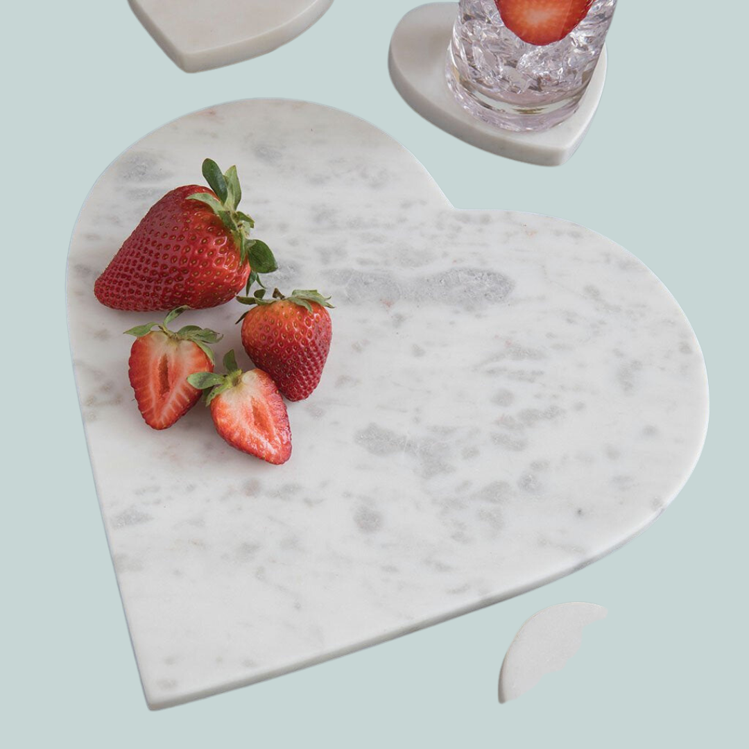 White Marble Heart Board