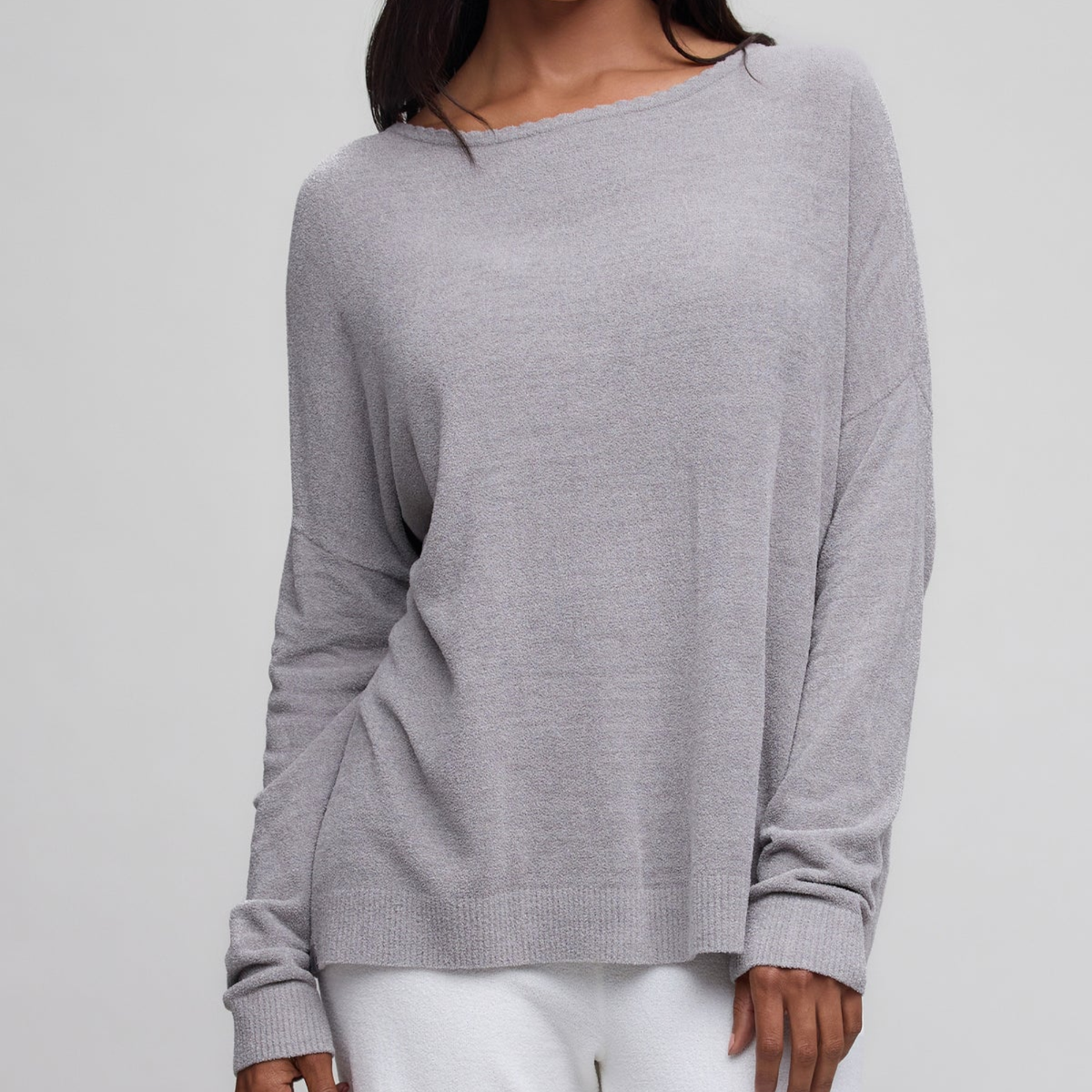 CozyChic Ultra Lite Scallop Neck Slouchy Pullover
