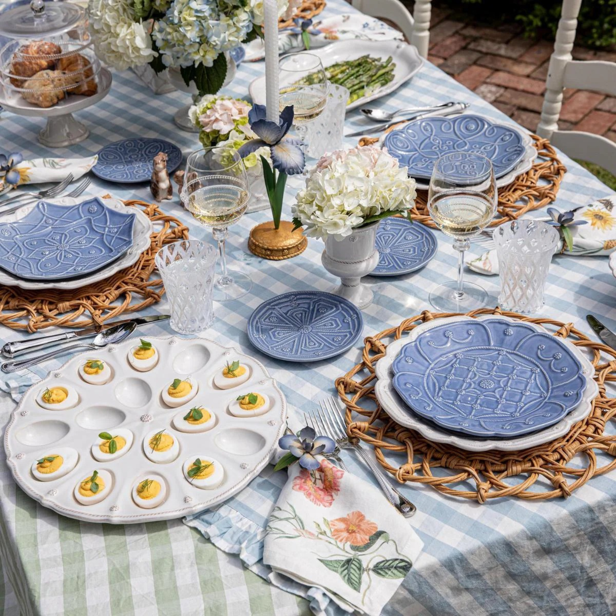 Jardins Du Monde Side/Cocktail Plate Assorted in Chambray -Set of 4
