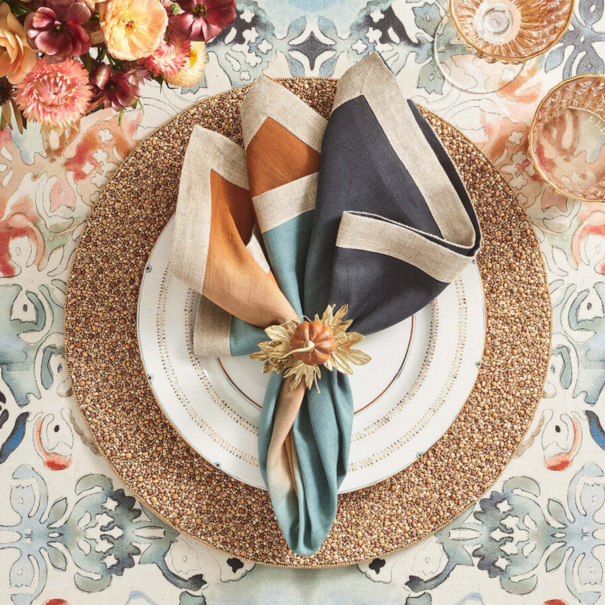 Gilded Gourd Napkin Ring - Set of 4