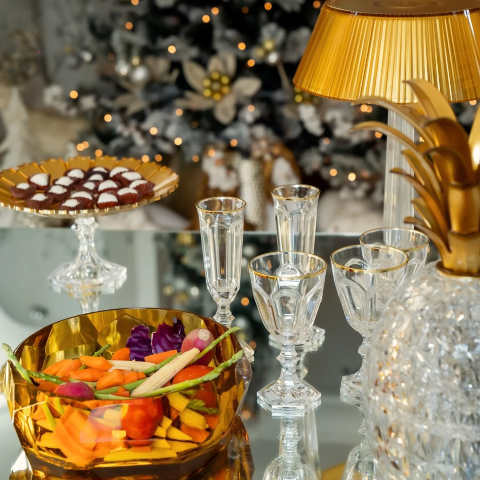 Dolce Vita Gold Thread Wine Glass - Set of 4