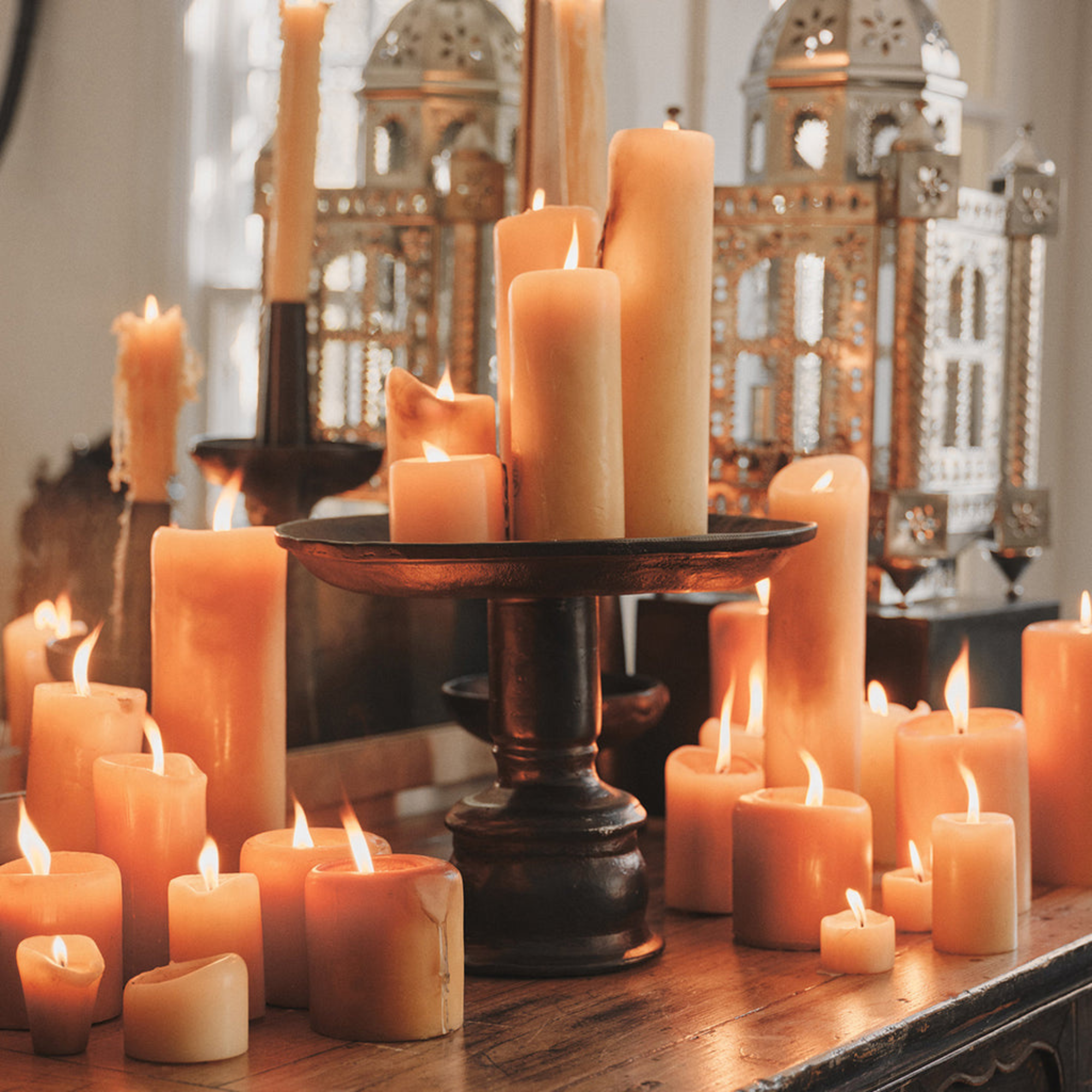 San Miguel Candleholder Tray with 5 Pillar Candles