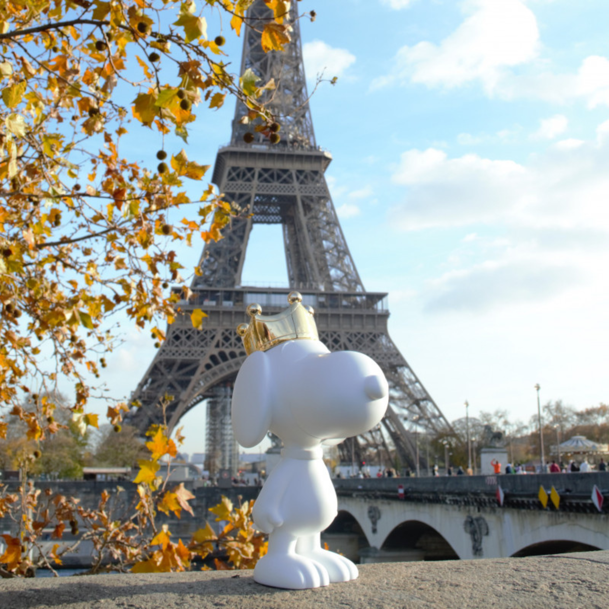 Snoopy Crown Sculpture with a Gold Chromed Crown