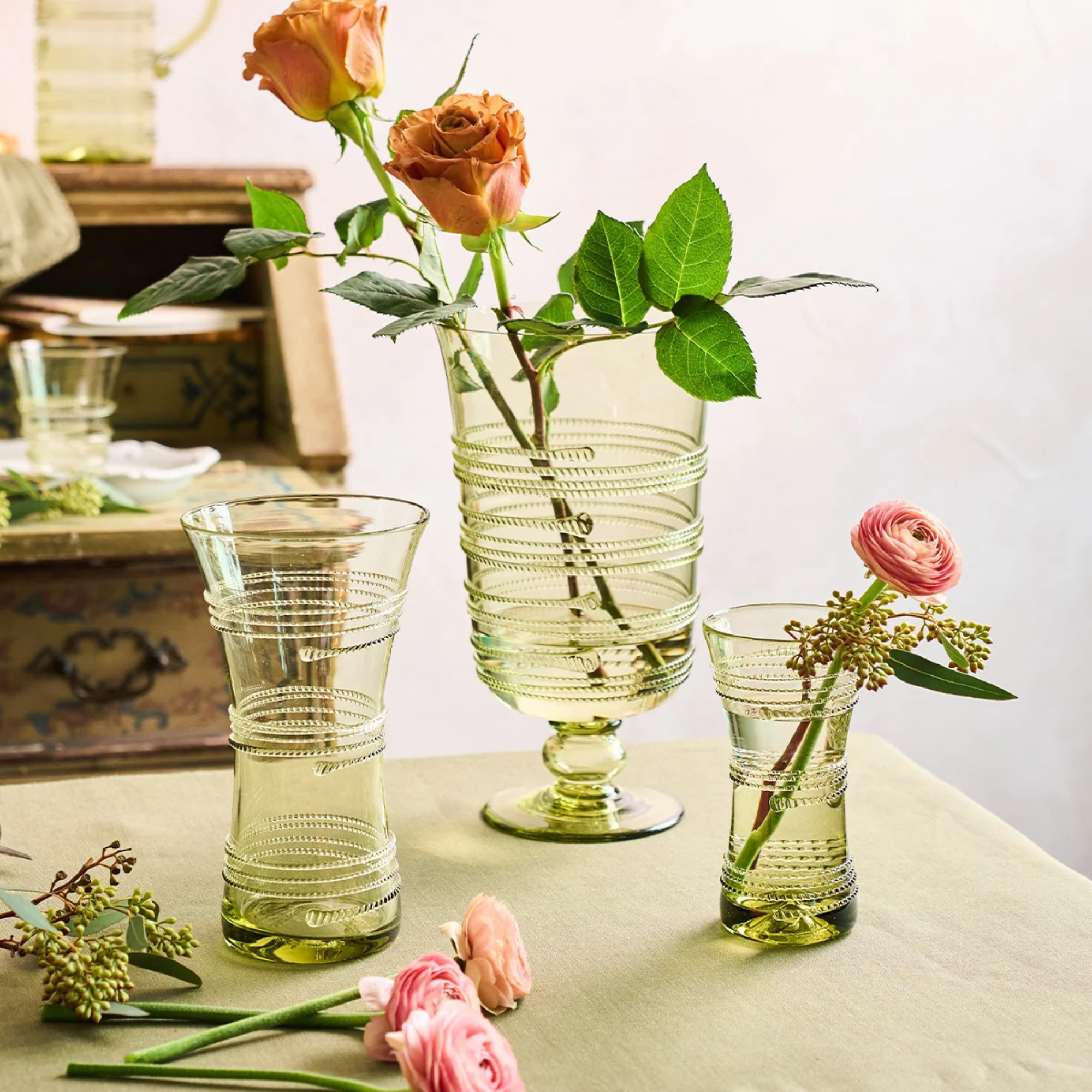 Ella Corset Vase in Green