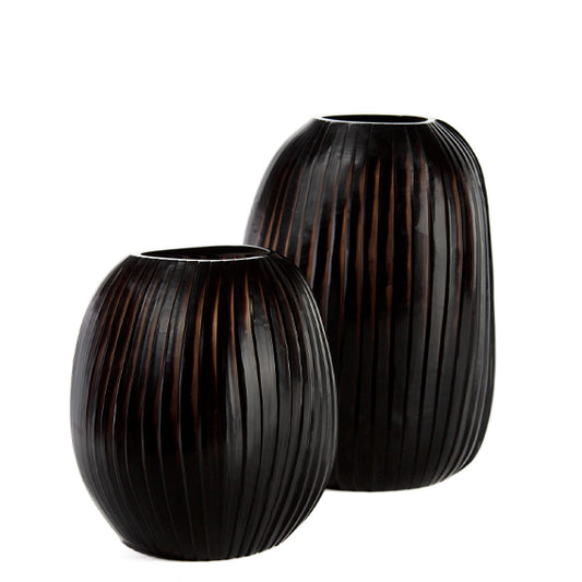 Patara Round Vase - Smokegrey/Black