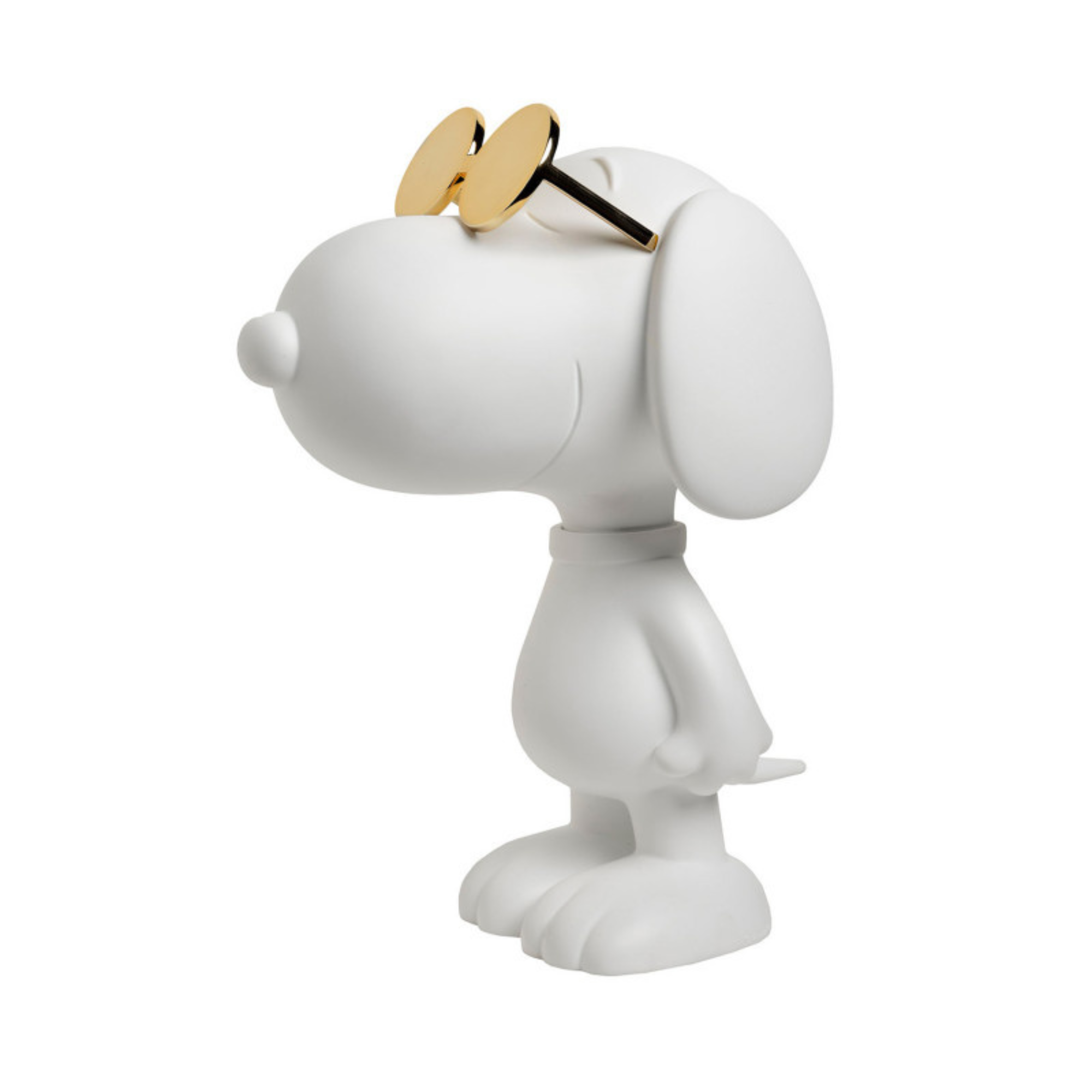 Snoopy Sunglasses Sculpture in White with Chromed Gold Sunglasses