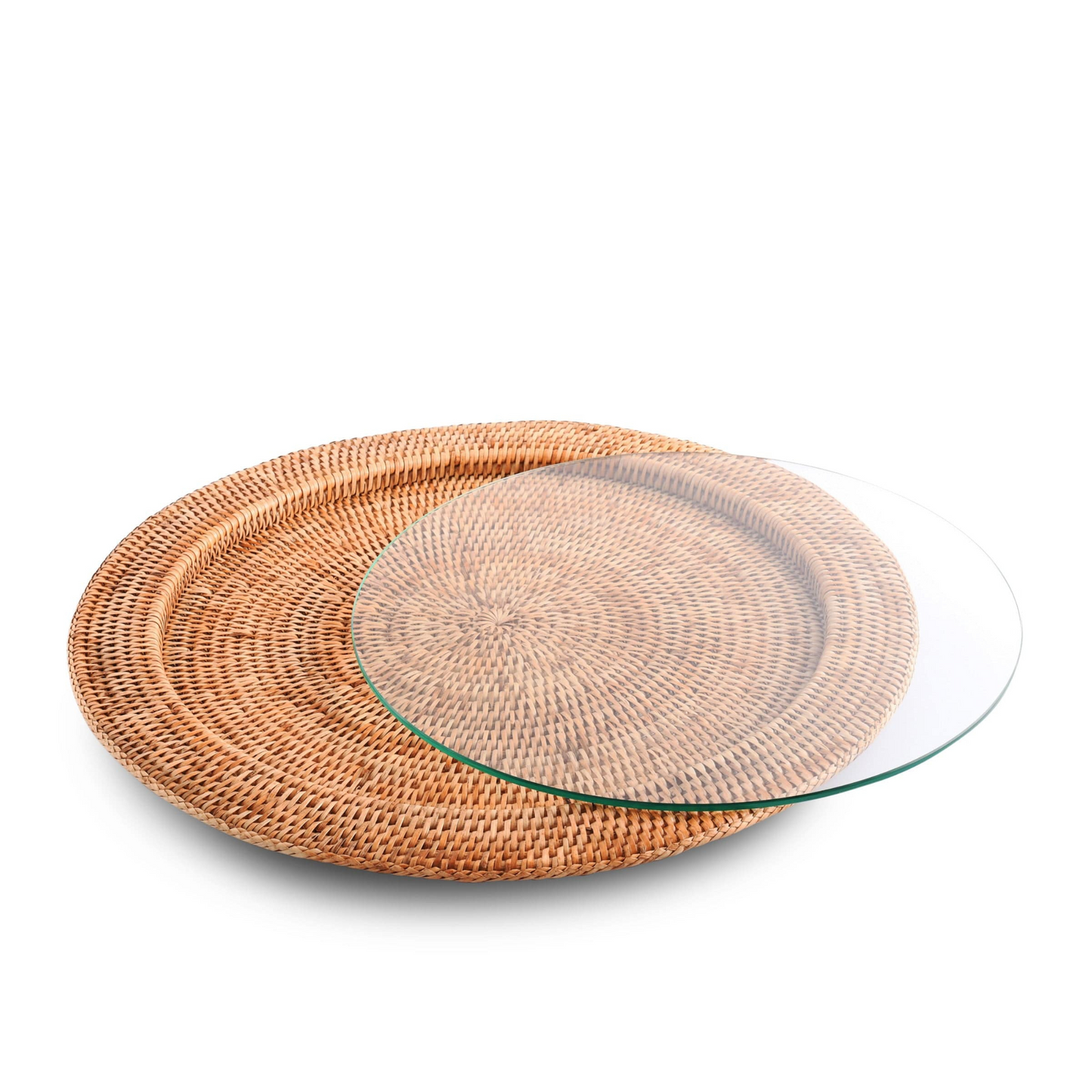 Hand Woven Wicker Rattan Round Serving Tray