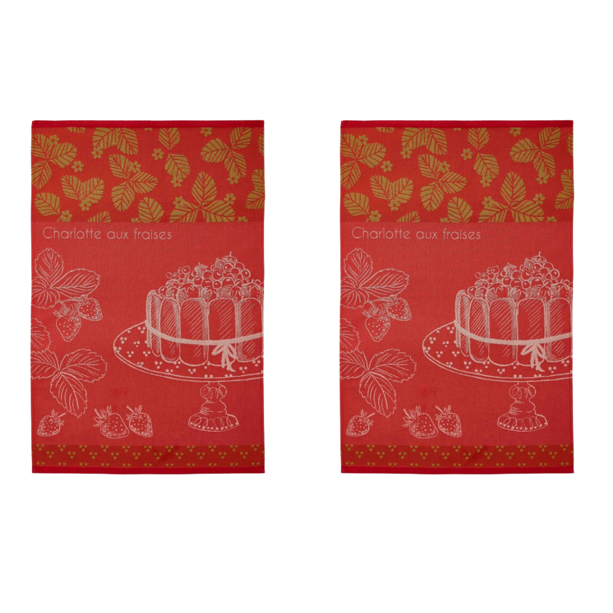 Coucke Strawberry Charlotte Cake Tea Towel - Set of 2