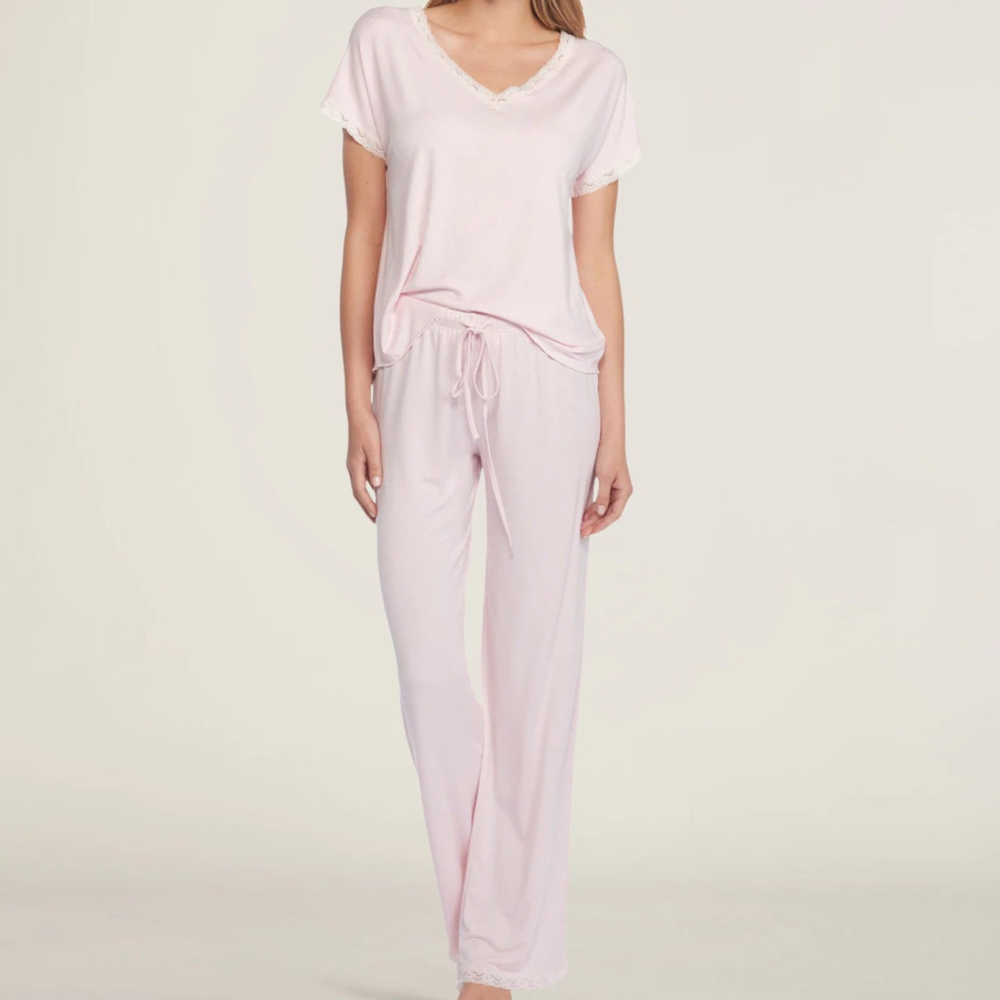 Luxe Milk Jersey V-Neck Tee & Classic Pant Set