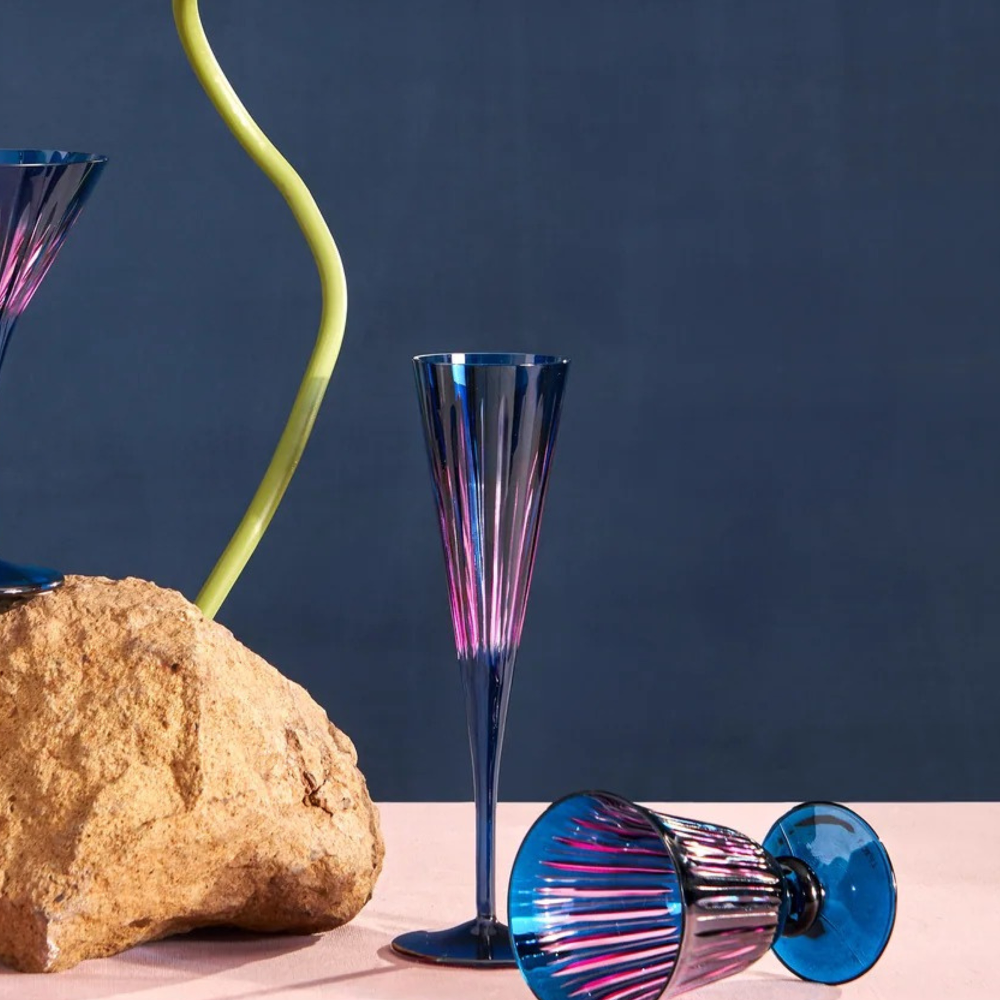 Prism Champagne Flutes Blue - Set of 4
