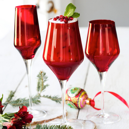 Contessa Red Champagne Glass - Set of 2