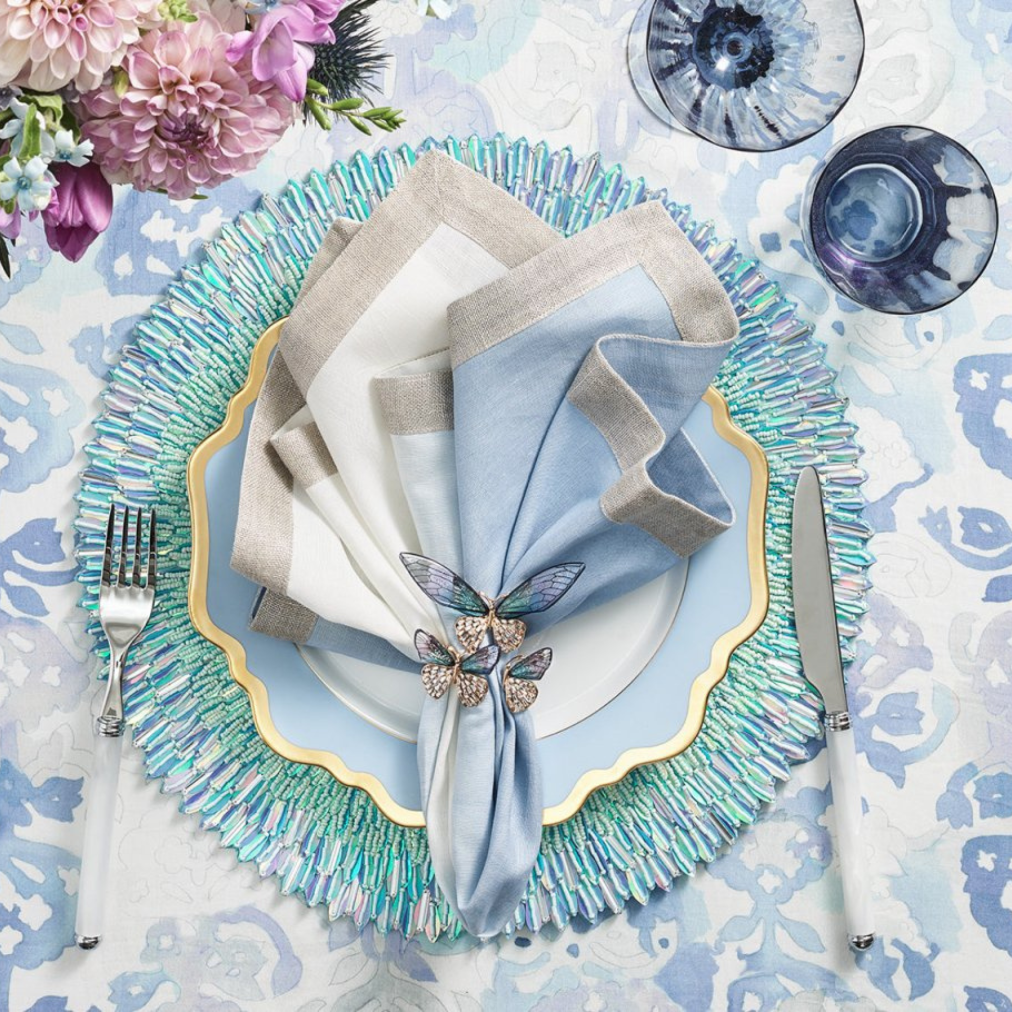 Dip Dye Napkin in Sky & Blue (Set of 4)