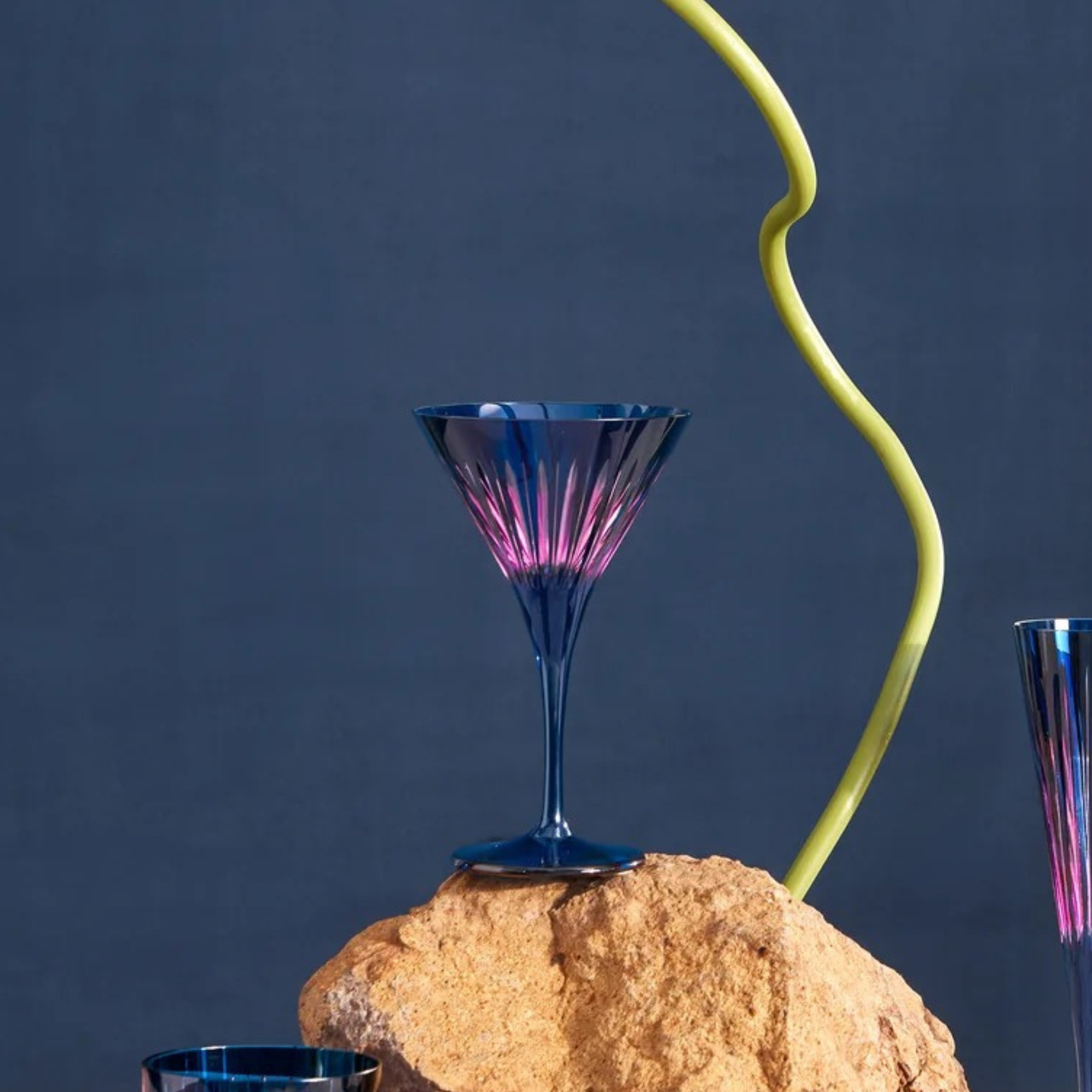 Prism Martini Glasses Blue - Set of 4