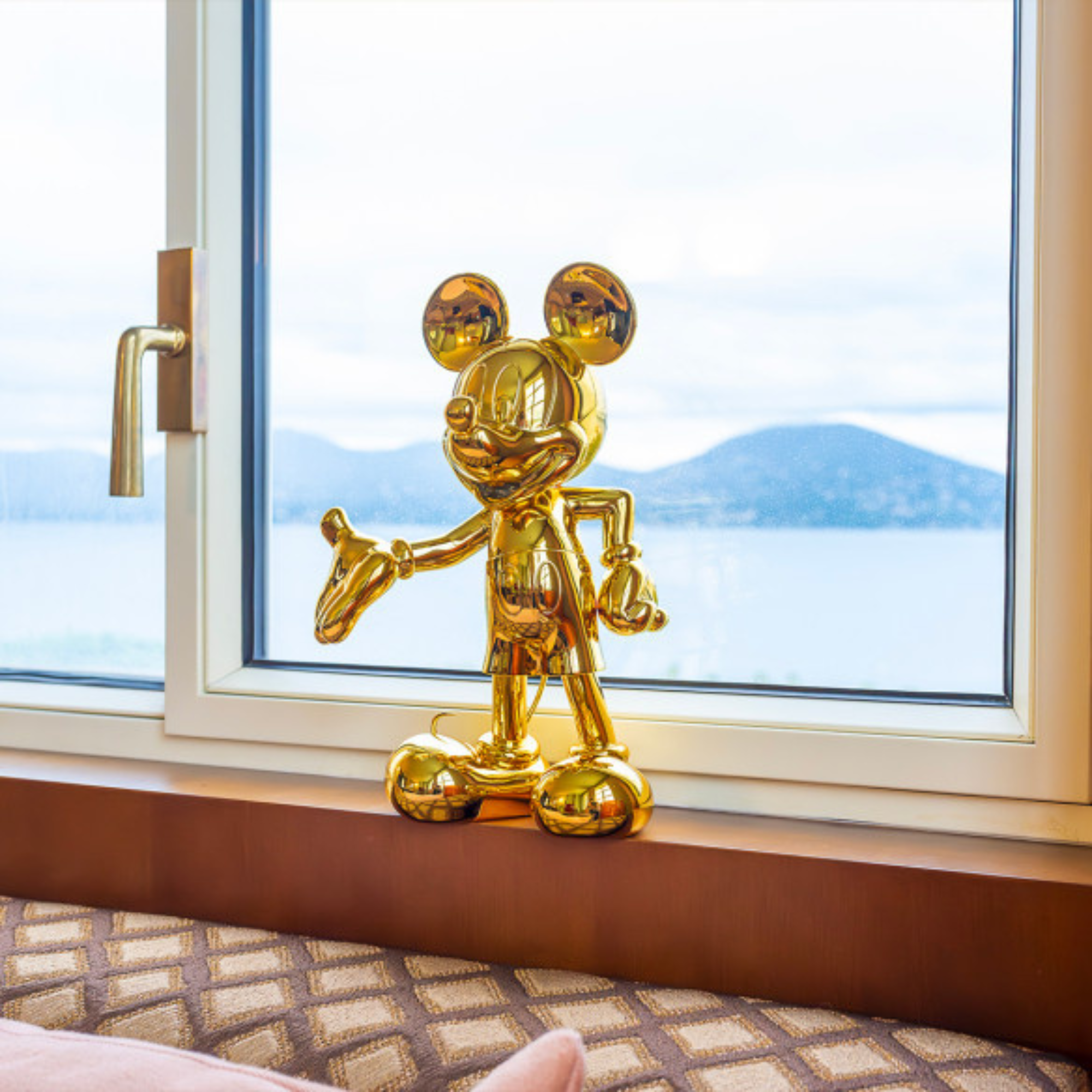 Mickey Mouse Welcome Sculpture in Chromed Gold