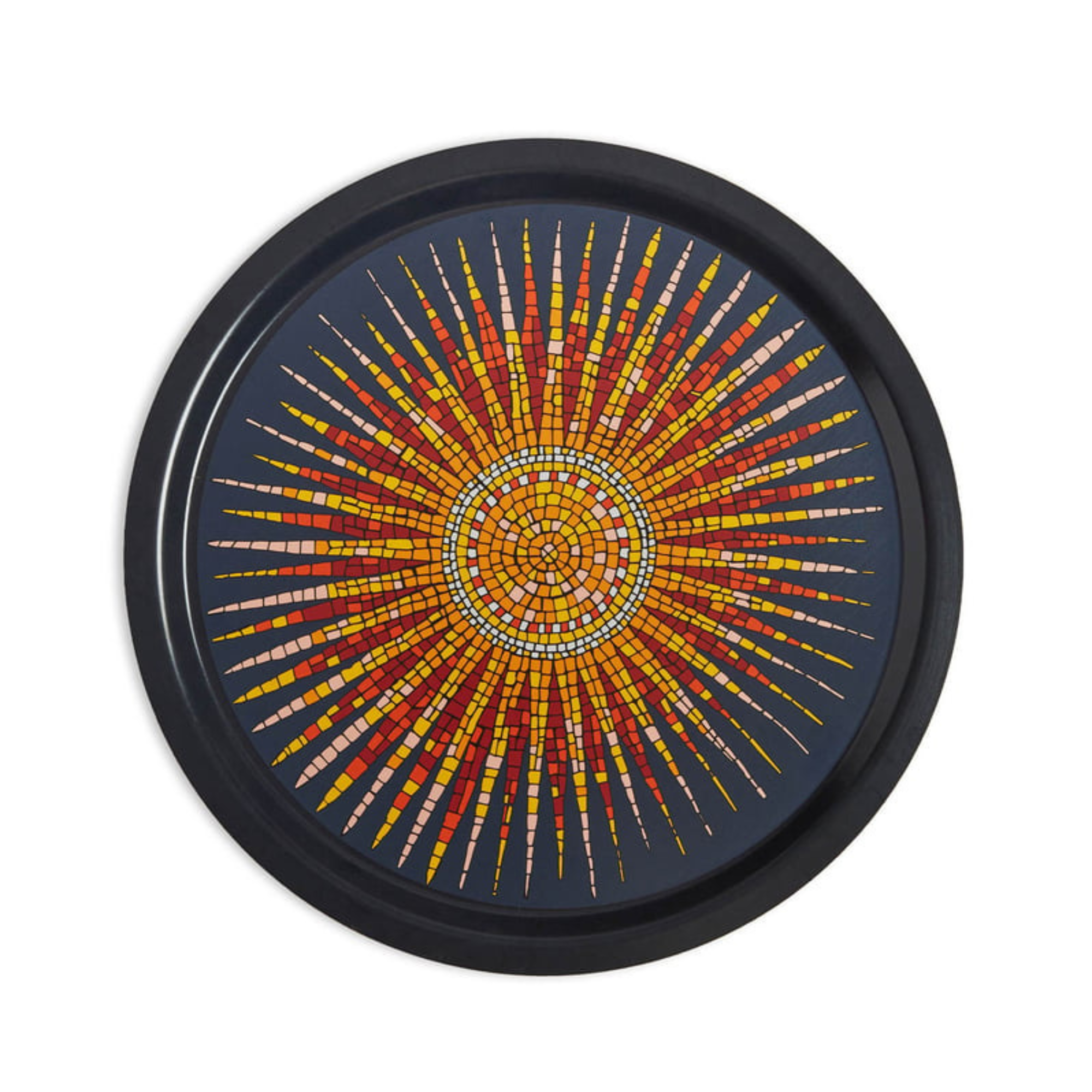 Sunrays Midnight Round Printed Tray