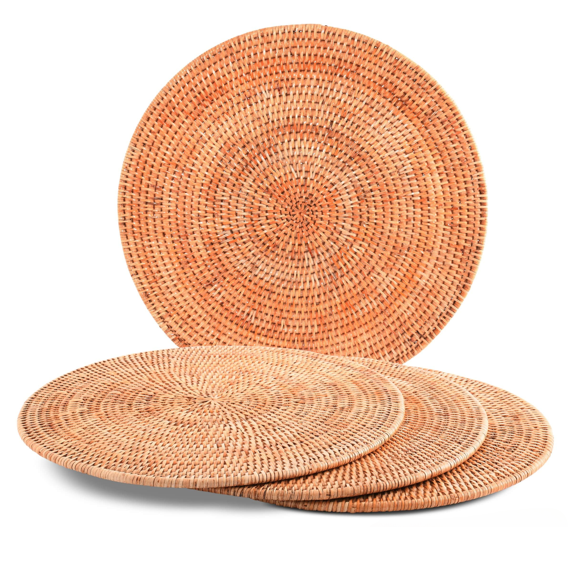 Hand Woven Wicker Rattan Round Placemat, Set of 4