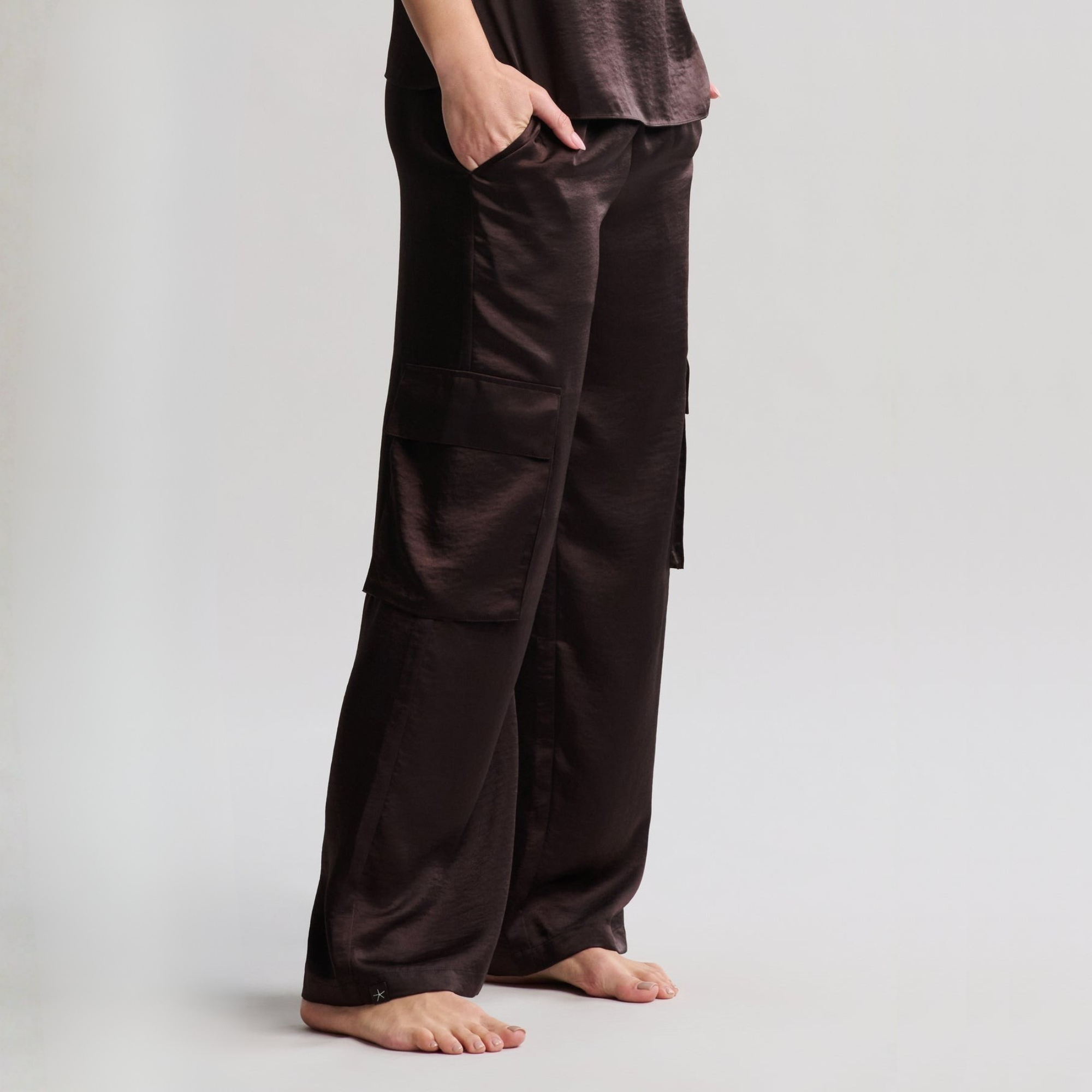 Liquid Satin Wide Leg Cargo Pant