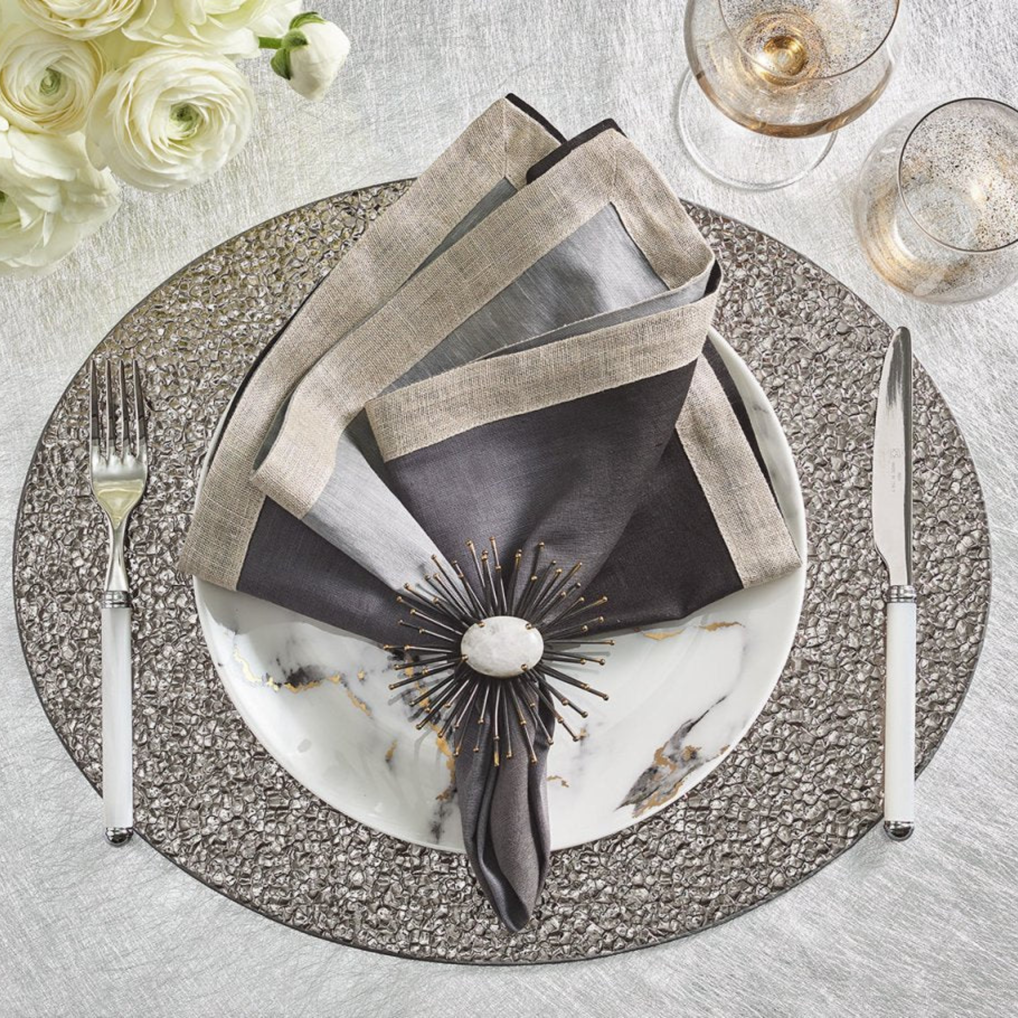 Dip Dye Napkin in Gray & Black (Set of 4)